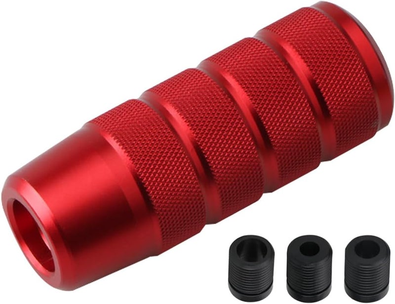 Osilly 95mm/3.74" Car Shifter Knob, Aluminum Weighted Automotive Gear Shift Manual knobs Lever with 3 Threaded Adapters M8 M10 M12 x 1.25, Universal for Manual Transmission Vehicle (Red) - Image 1